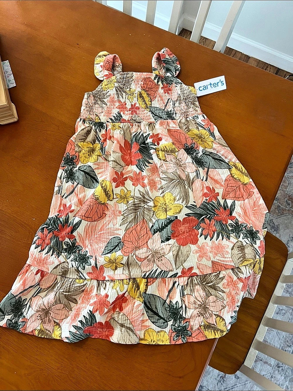 carters Girls Floral Dress Pink Size 4/4A Like New